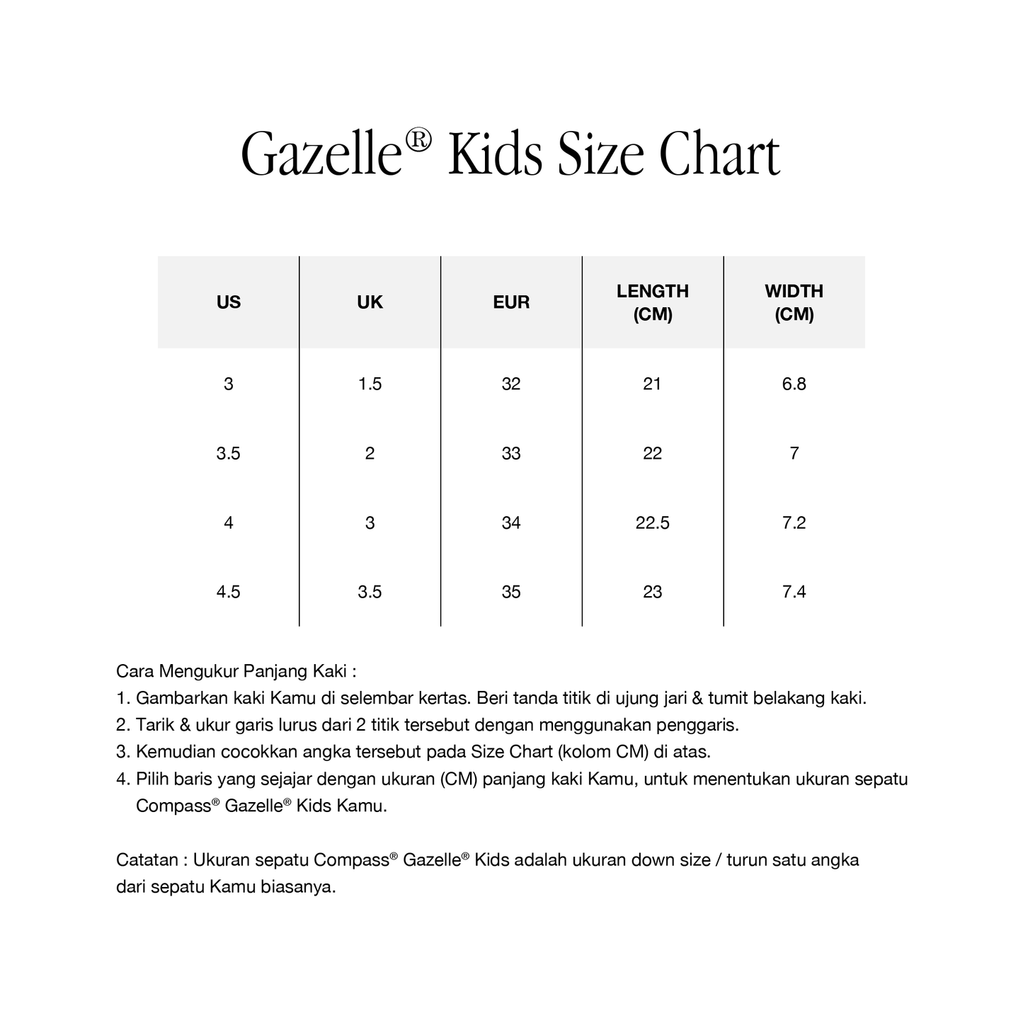 Gazelle Kids Low Black White